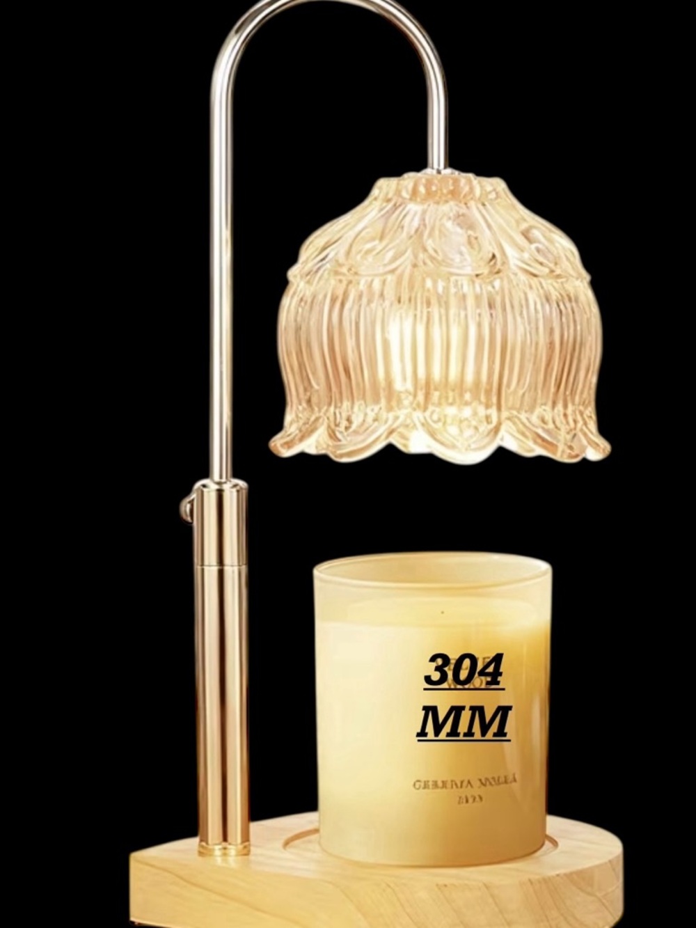 Candle warming lamp with Glass Shade.